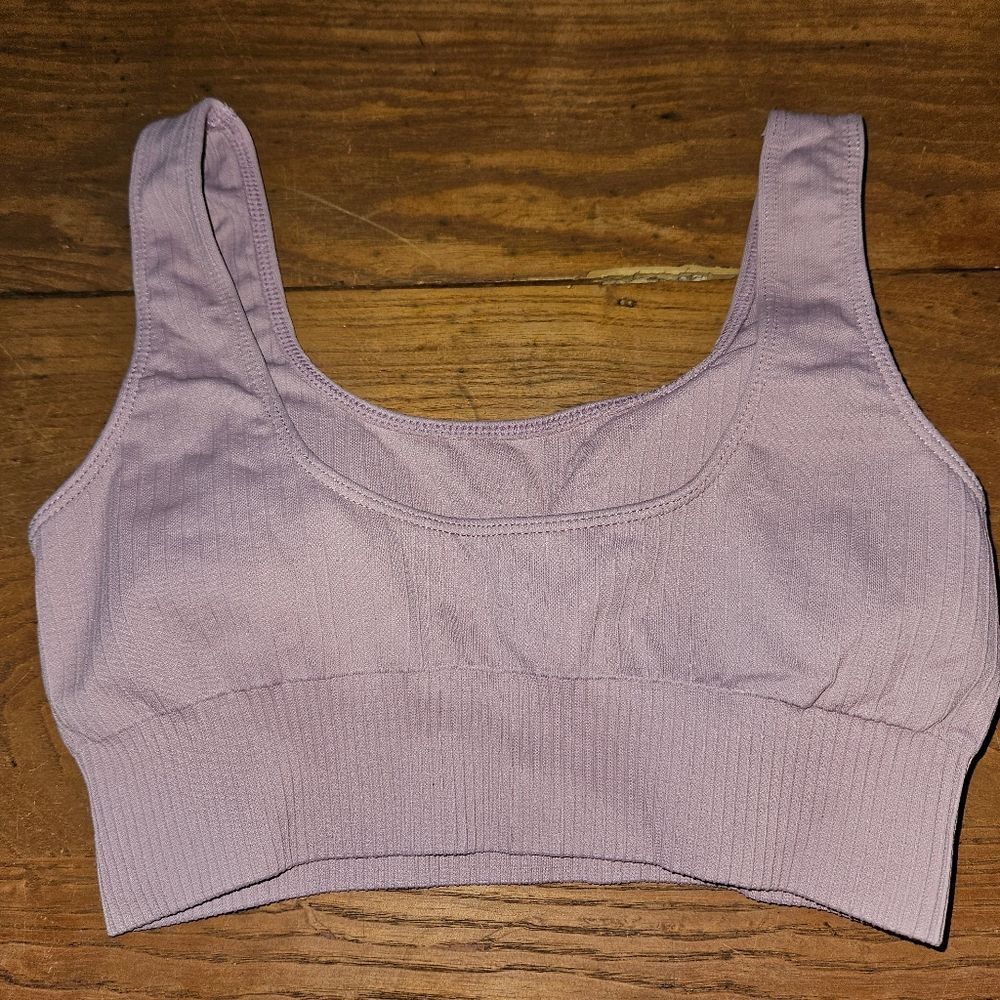 XS Pink Ribbed Tank with Built-In Bra | Stretchy Yoga Athleisure Cami Top‎